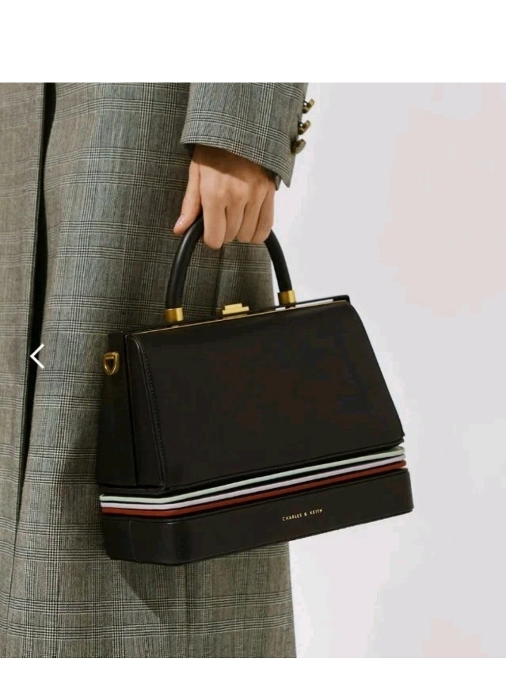 Charles and Keith Acacia Top Handle Bag Navy